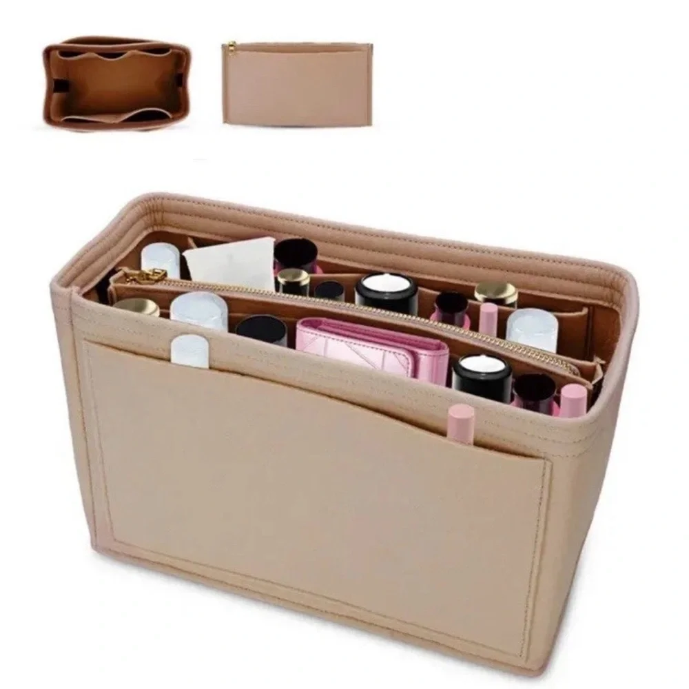 Elegant Tan Makeup Organizer